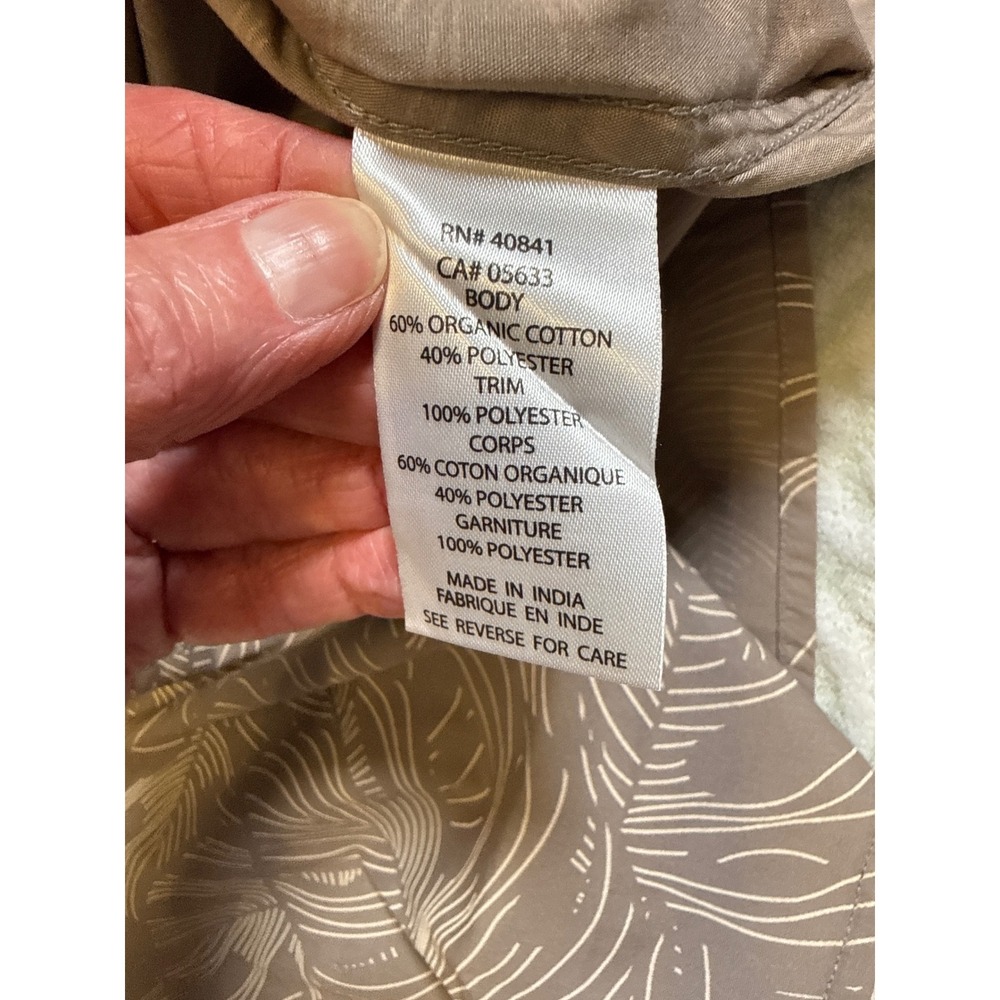 Mens SS Snap Front Shirt Brown Palm Leaf Organic Cotton Blend Hiking Shirt Large - Picture 5 of 9